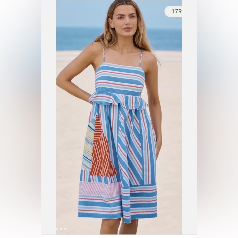 Anthropologie Striped Sundress in Blue, Red, Pink, Yellow - Picture 4 of 9